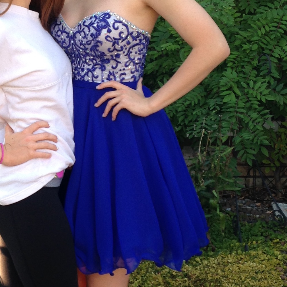 Mori Lee royal blue homecoming dress